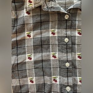 Cherry gingham collared short sleeved top